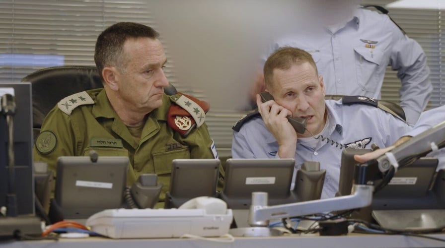 Israeli military leaders watching IDF strike Iranian targets from command center