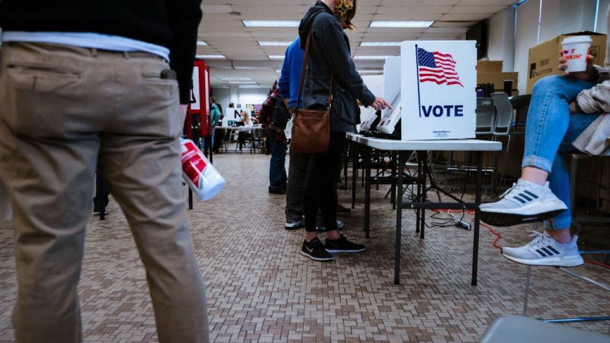 voters lined up at carrels voting