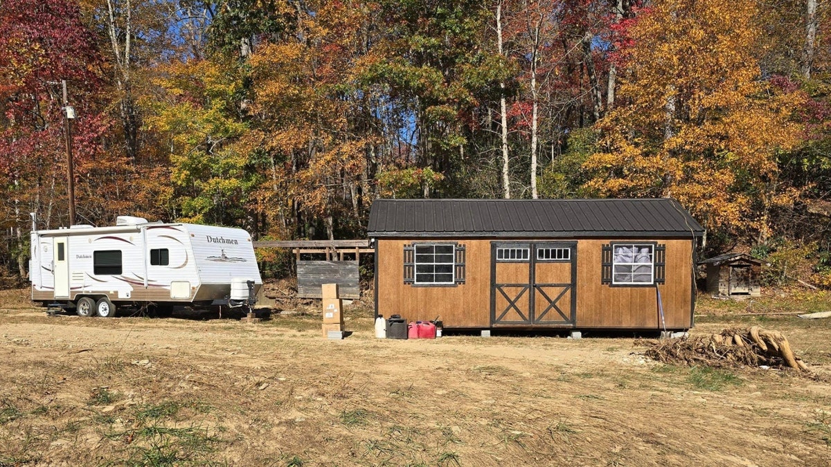 The camper and shed volunteers donated and delivered to Griffin and his family