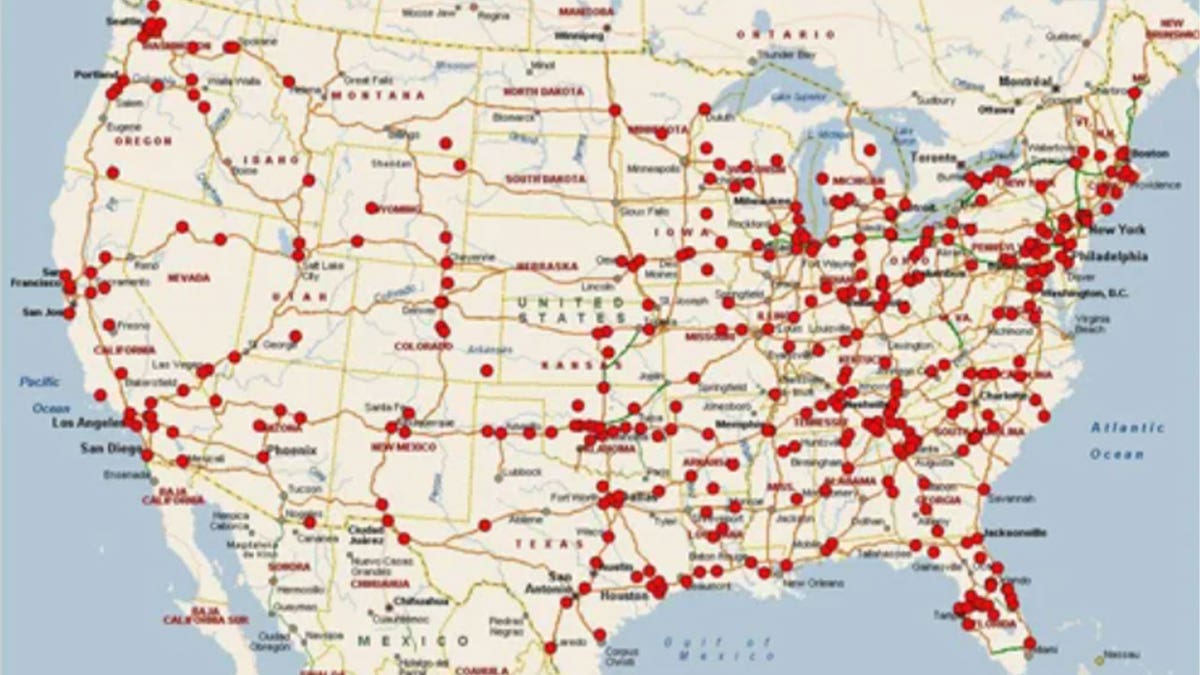 FBI Highway Serial Killer initiative map