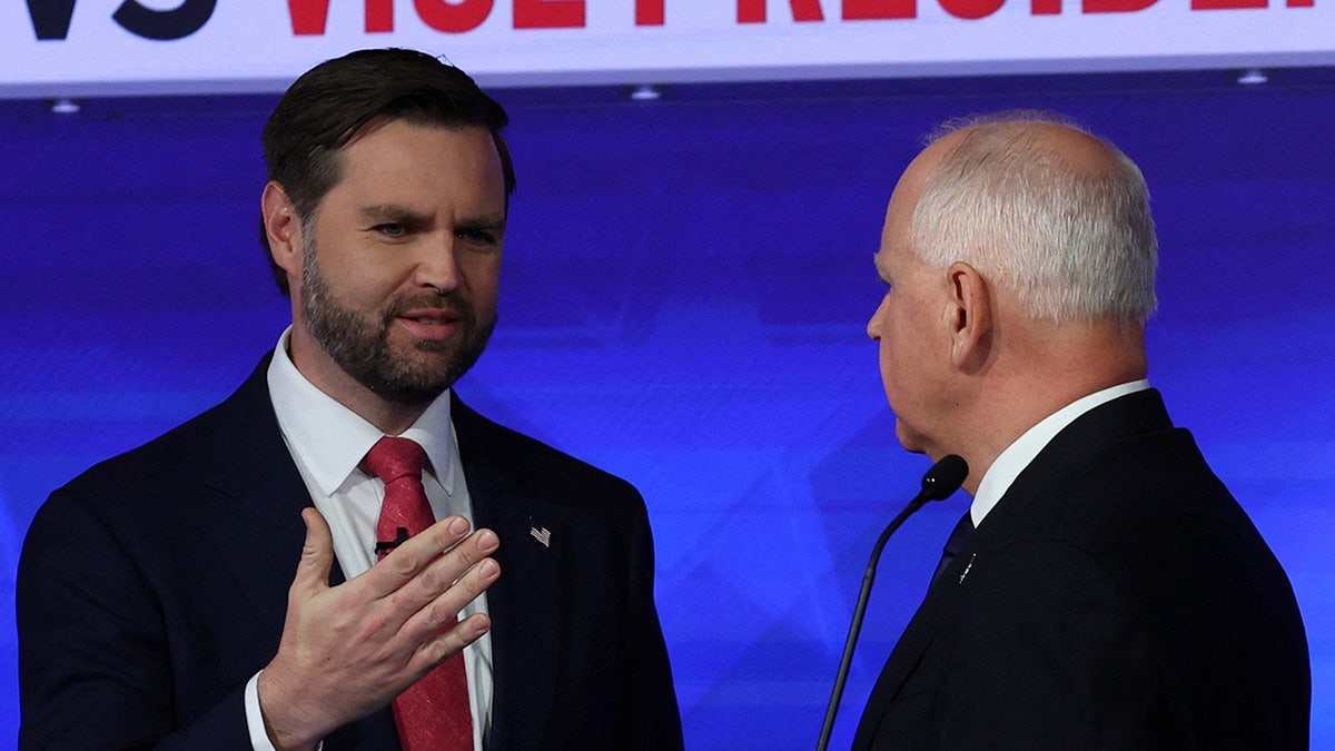 JD Vance, Tim Walz in shot from debate