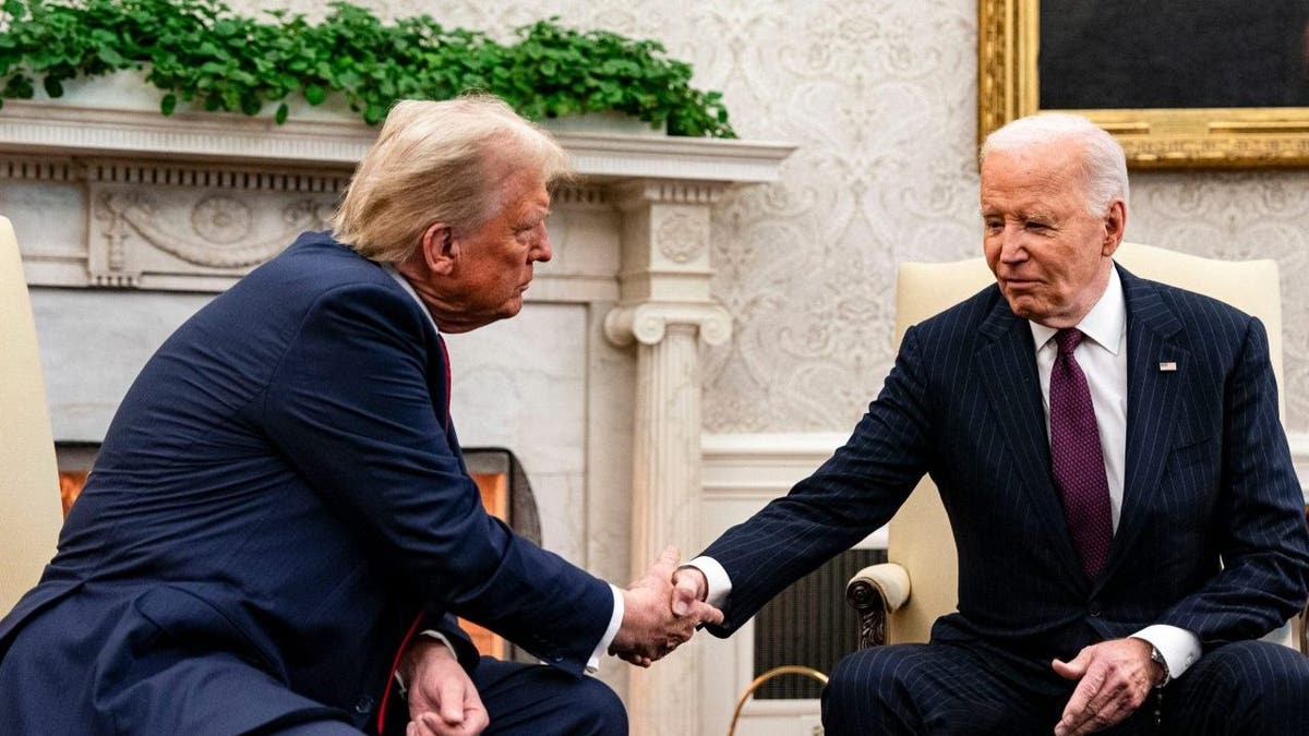 Trump and Biden shake hands