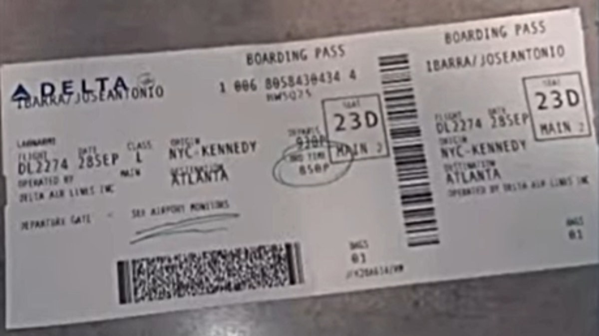 Jose Ibarra's Delta Airlines ticket