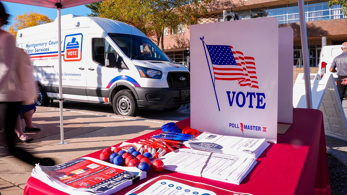 voter table and van outside in Pa.