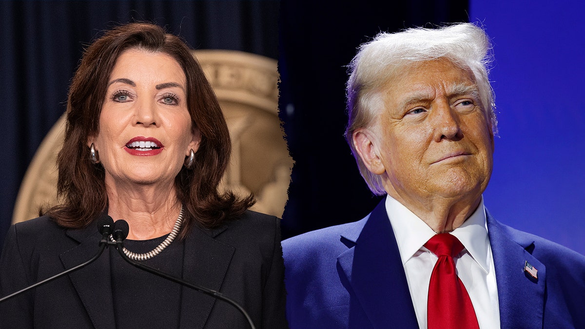 New York Gov. Kathy Hochul and President-elect Trump split