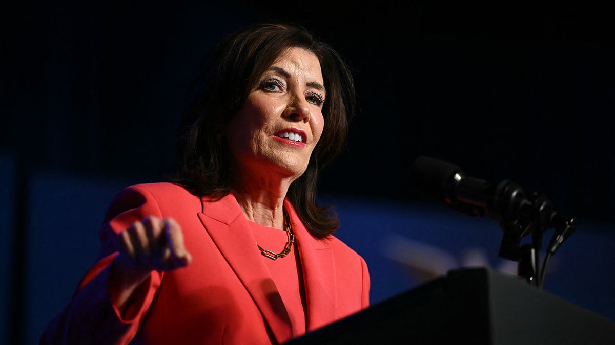 Hochul at the podium