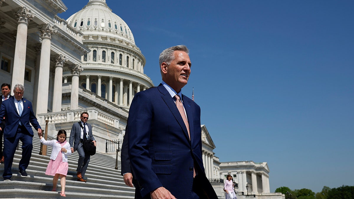 Former Speaker McCarthy outside the US Capitol