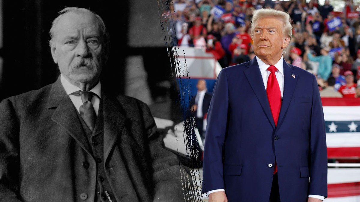 Grover Cleveland and Donald Trump split photo 