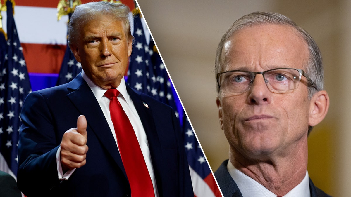 Left: Donald Trump; Right: Sen. John Thune