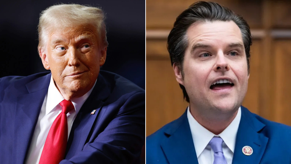 Donald Trump, left; Gaetz, right in photo split