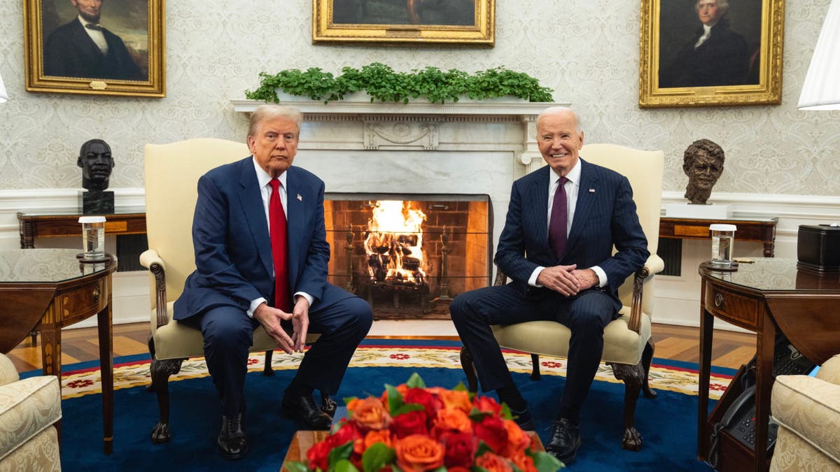 President Biden, right, meets with President-elect Trump in the Oval Office of the White House in Washington, D.C., on Wednesday.