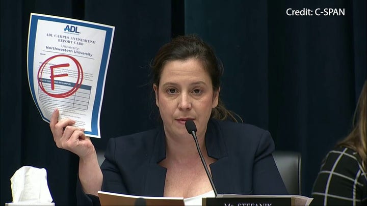 Rep. Stefanik grills Northwestern's president on earning 'F' grade for antisemitism