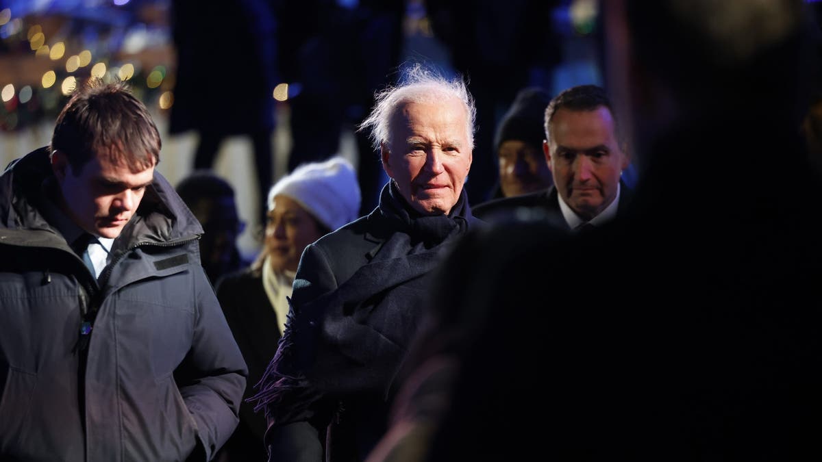 President Joe Biden in attendance at the U.S. National Christmas Tree Lighting held outside the White House on December 05, 2024 in Washington, DC.