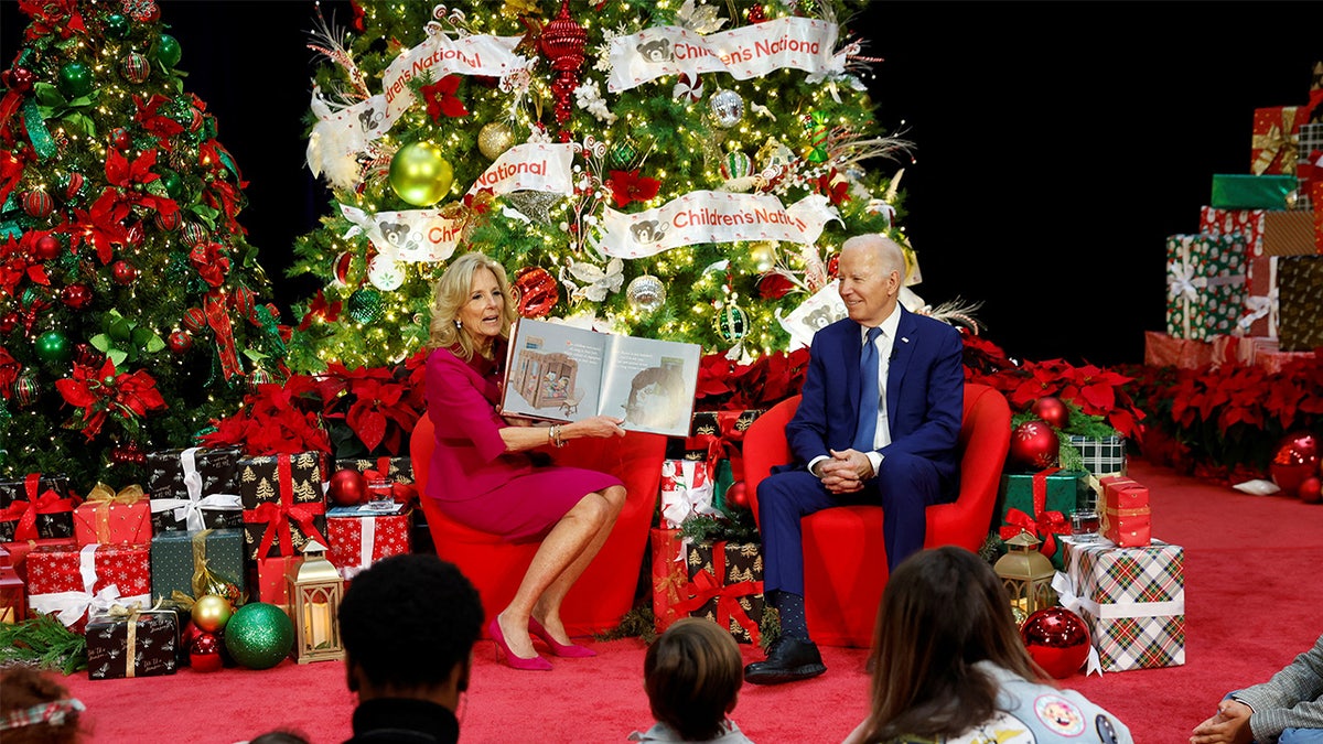 Jill Biden, Joe Biden in festive Christmas setting