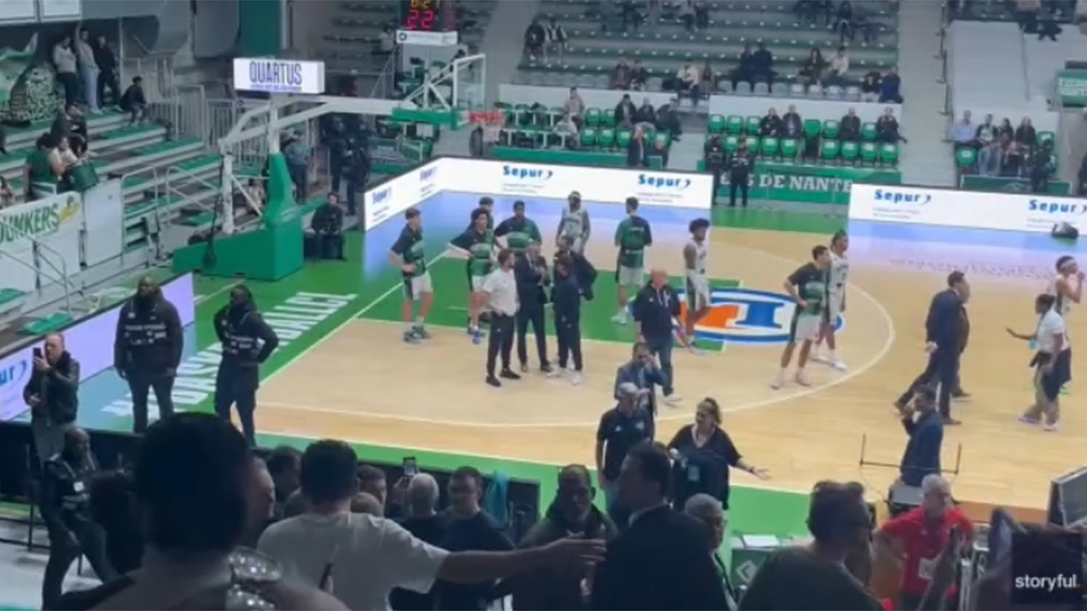 anti-Israel protestors disrupt a basketball game in France