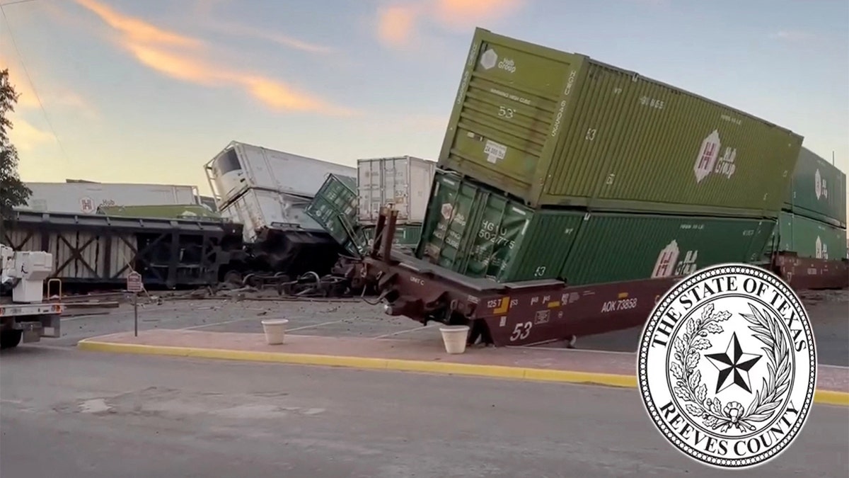 Train derailment aftermath in Pecos, Texas